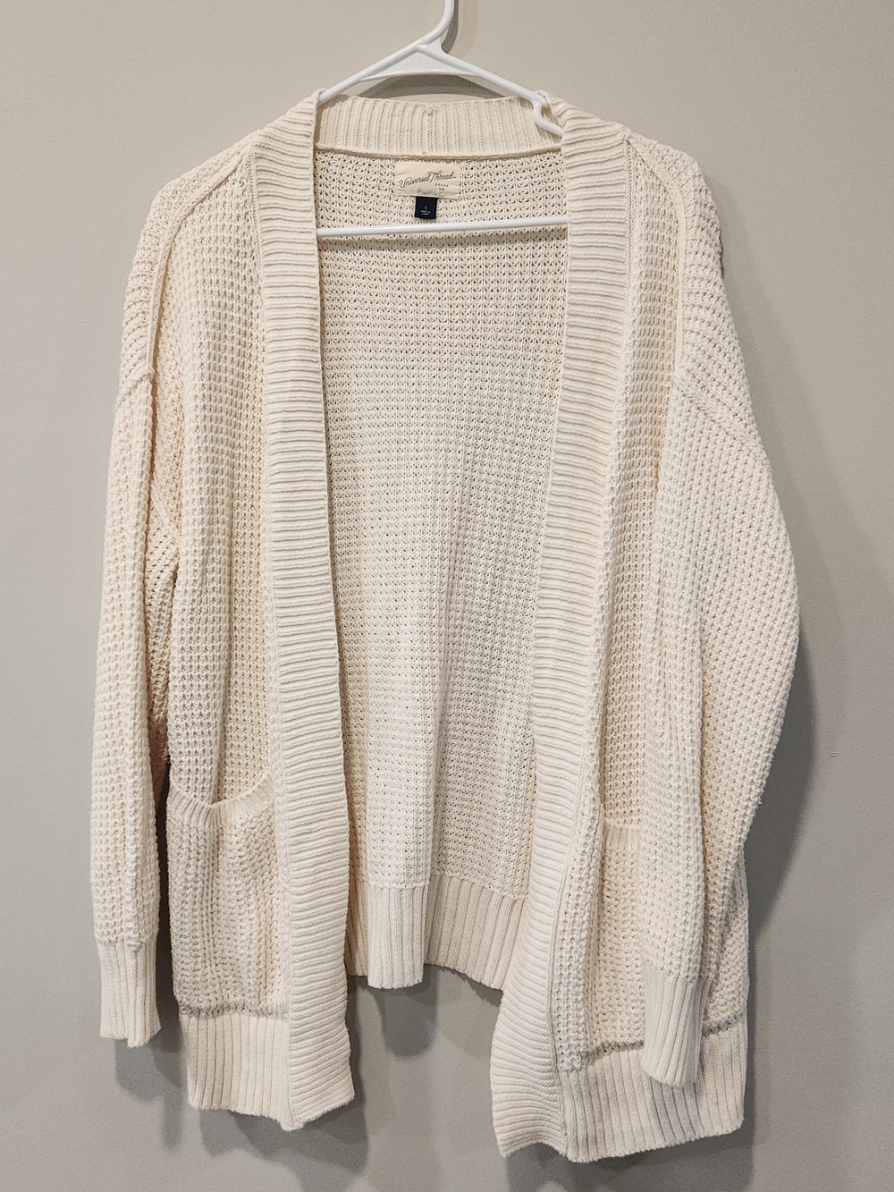 Universal Thread Cream Open-Front Knit Cardigan